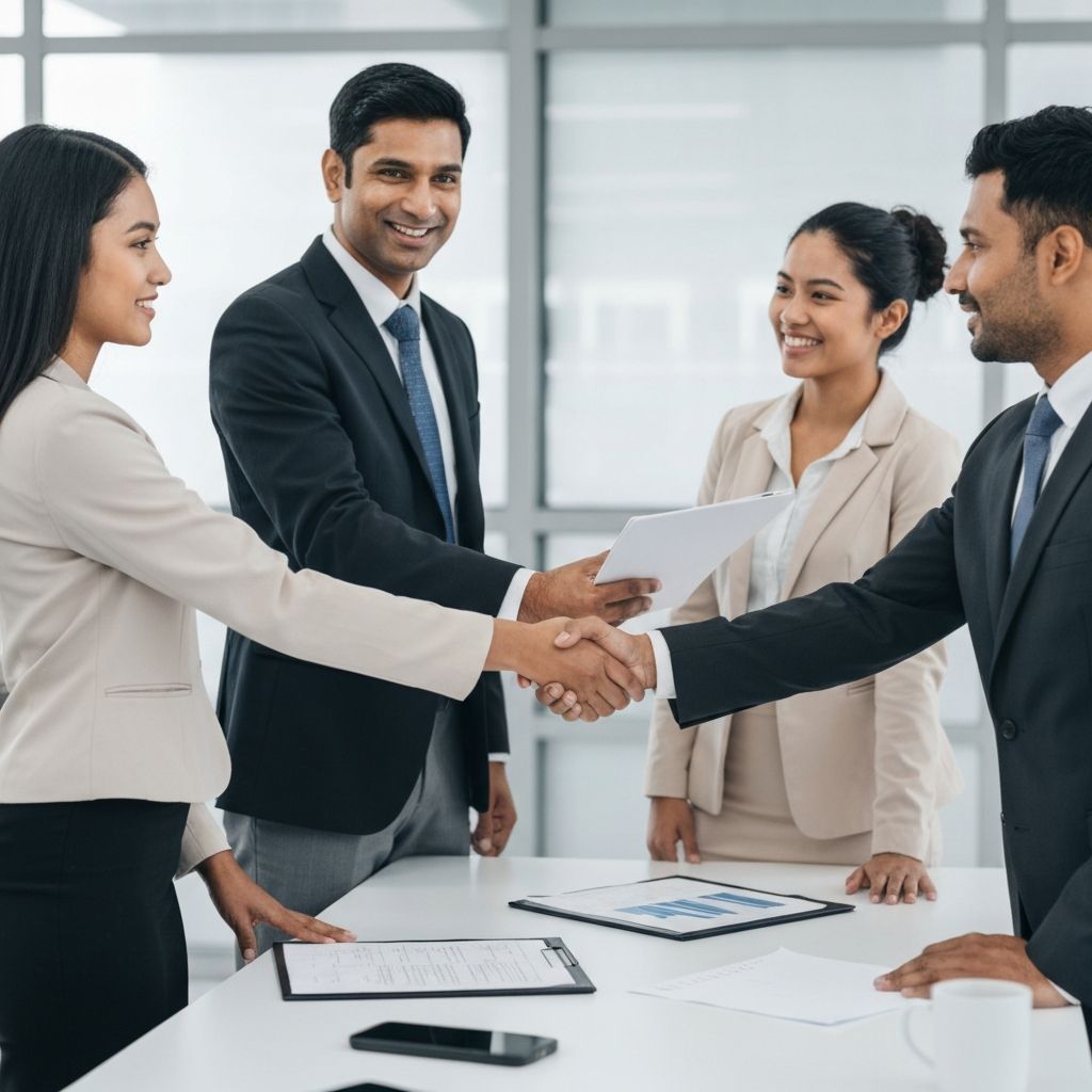 Business partnership handshake